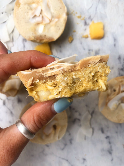 No-Bake Mango, Macadamia & Coconut Cheesecakes